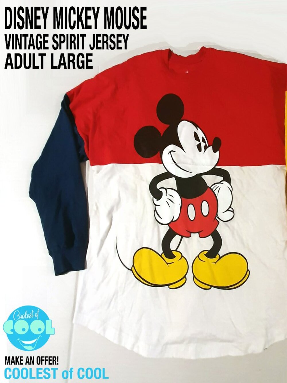 vintage Disney Mickey Mouse Spirit Jersey adult large red gold graphic spellout - Picture 1 of 10